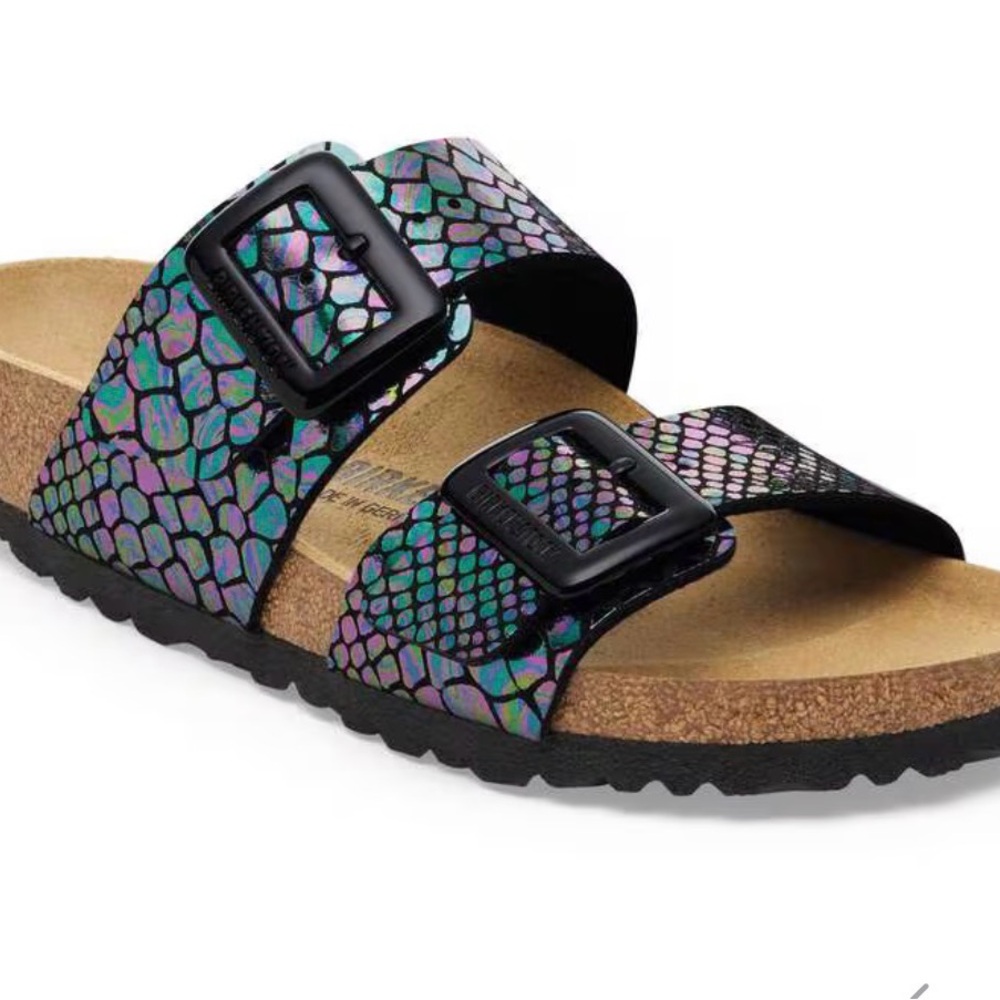 Birkenstock Sydney Multicolor Snake Print Sandals